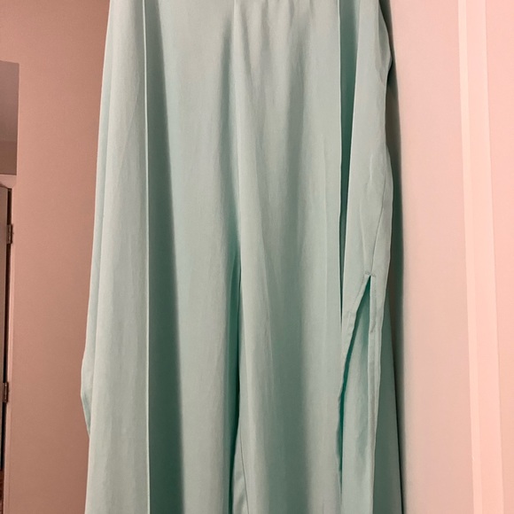 Mint Green Side Snap Wide Leg Pants - Picture 10 of 14